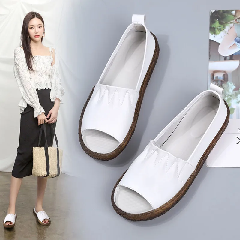 Summer New Women's Fish Mouth Open Toe Sandals Beef Tendon Soft Bottom Women's Shoes Flat Bottom Nurse's Shoes
Summer New Women's Fish Mouth Open Toe Sandals Beef Tendon Soft Bottom Women's Shoes Flat Bottom Nurse's Shoes
