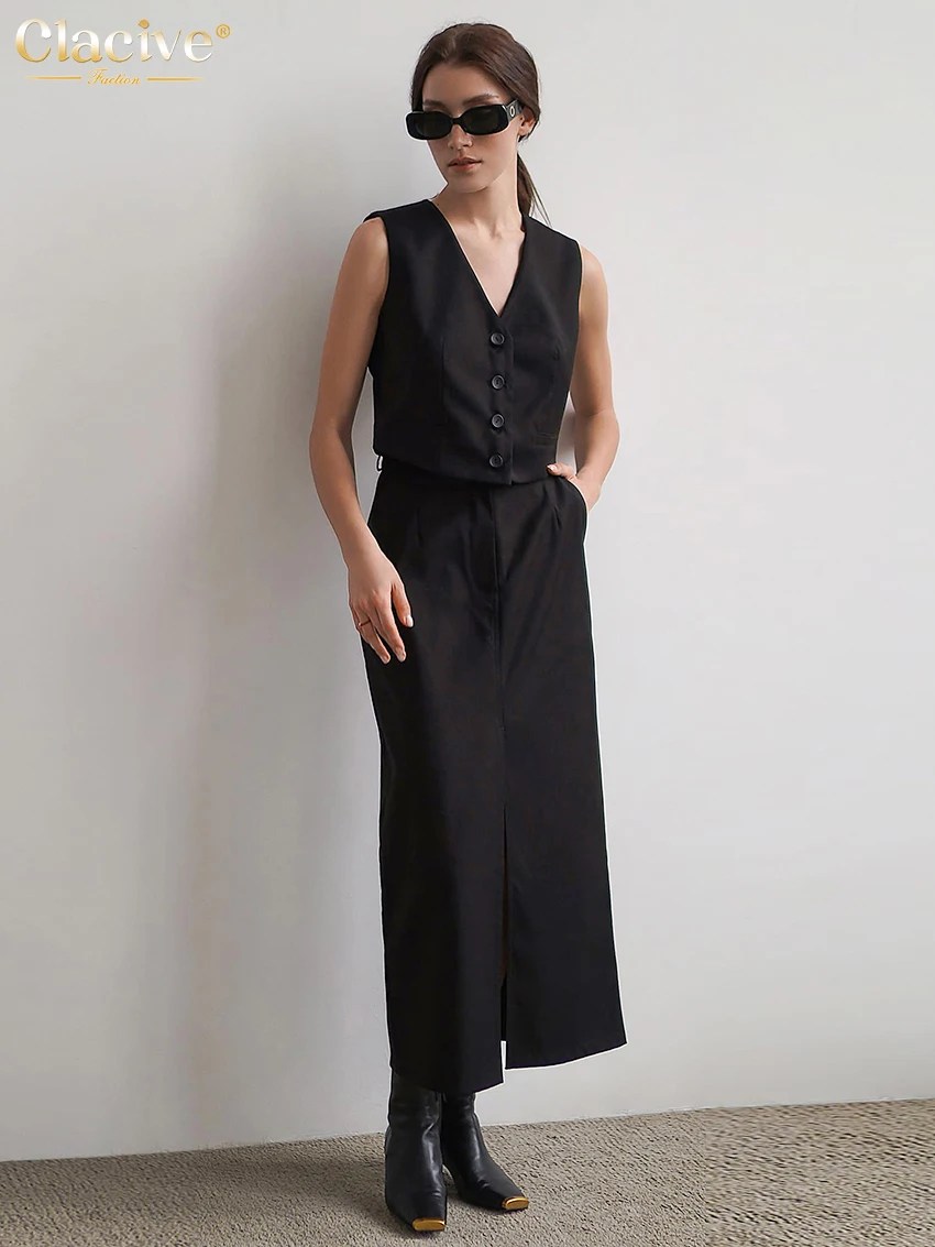 Clacive Fashion Slim Black Two Piece Set For Women Summer Sleeveless Tank Top With Office Lady High Waist Long Skirts Set Female
Clacive Fashion Slim Black Two Piece Set For Women Summer Sleeveless Tank Top With Office Lady High Waist Long Skirts Set Female