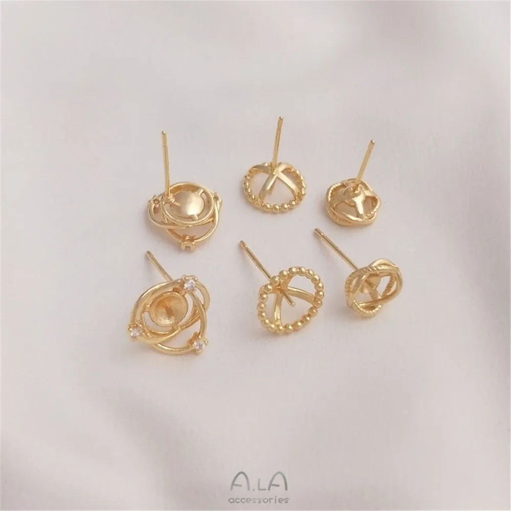 14K gold plated half-hole pearl stud 925 silver needle Empty stud diy hand stick bead earpiece accessories
14K gold plated half-hole pearl stud 925 silver needle Empty stud diy hand stick bead earpiece accessories