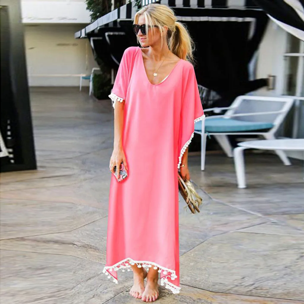 Women Tassel Maxi Long Dress Summer V-Neck Short Sleeve Party Dress Vestido Robe Femme Bohemian Sundress Casual Loose Dress#J30
Women Tassel Maxi Long Dress Summer V-Neck Short Sleeve Party Dress Vestido Robe Femme Bohemian Sundress Casual Loose Dress#J30