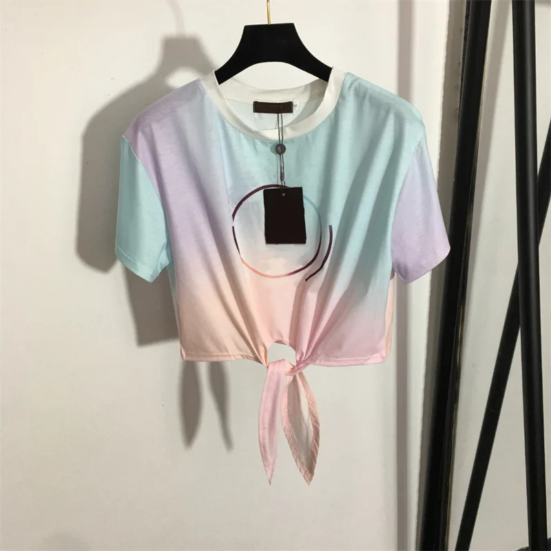 Women Fantastic Color Gradient T-shirts with Circle Pattern and Bow Lace-up Sweety Casual Style Youthful Beauty 2022 Summer
Women Fantastic Color Gradient T-shirts with Circle Pattern and Bow Lace-up Sweety Casual Style Youthful Beauty 2022 Summer