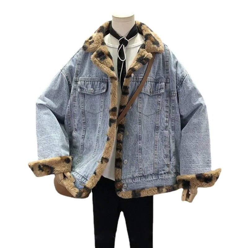 Lamb Coat Both Sides Wear Lambswool Denim Jacket Women Velvet Thicken Furry Casual Loose Cotton-padded Jacket Women
Lamb Coat Both Sides Wear Lambswool Denim Jacket Women Velvet Thicken Furry Casual Loose Cotton-padded Jacket Women