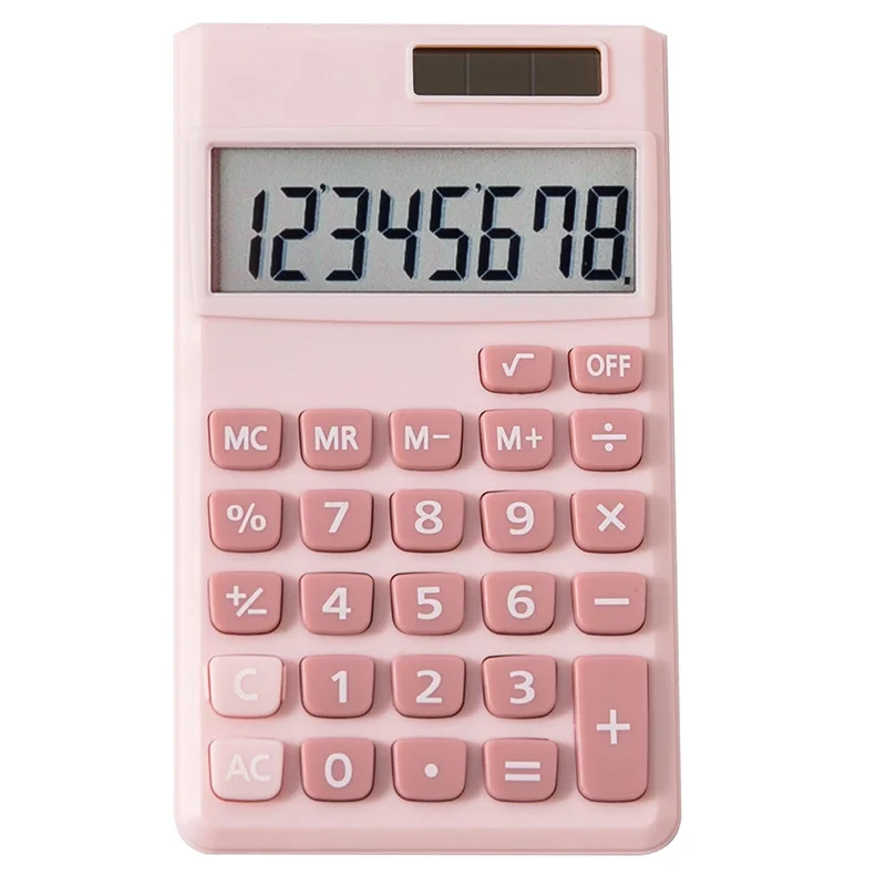 

8 Digits Desk Mini Calculator Portable Student Calculators Financial Silicone Press Buttons Solar Energy Pocket Cute Calculator
