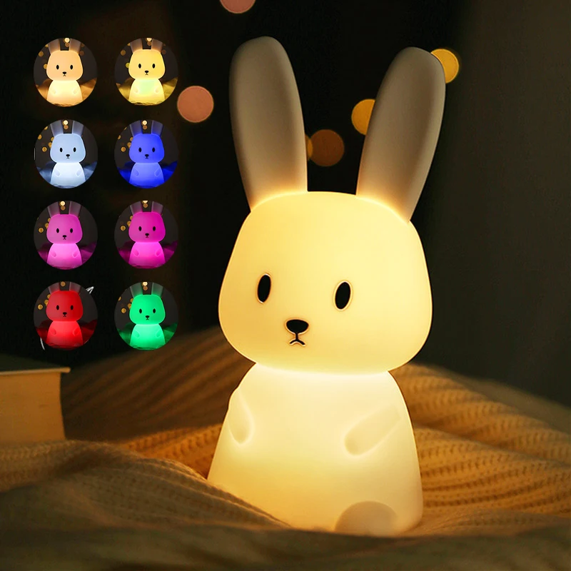 Silicone Rabbit RGB LED Night Light USB Rechargeable Touch Table Light Cute Cartoon Night Lamp for Children Bedroom Decor Gifts
Silicone Rabbit RGB LED Night Light USB Rechargeable Touch Table Light Cute Cartoon Night Lamp for Children Bedroom Decor Gifts