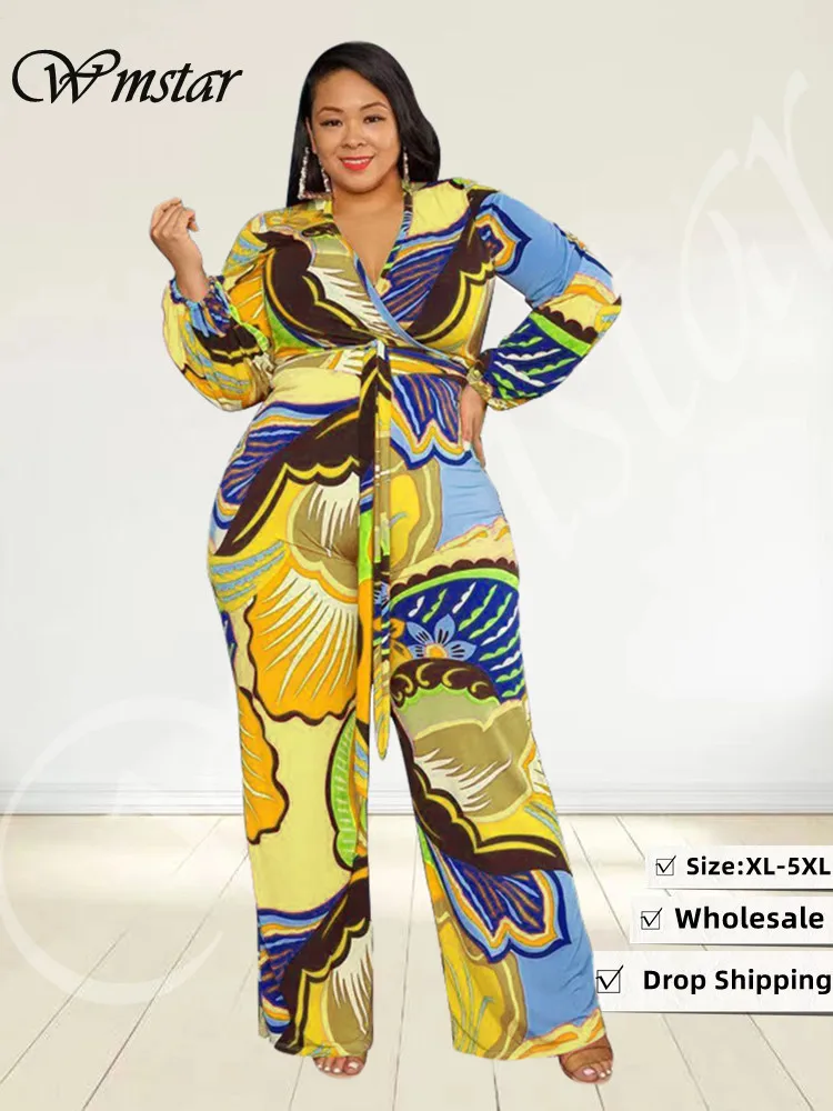 Wmstar Plus Size Jumpsuit Women Flower Printed V Neck One Piece Outfit Fared Leg Bodysuit with Bandage Wholesale Dropshipping
Wmstar Plus Size Jumpsuit Women Flower Printed V Neck One Piece Outfit Fared Leg Bodysuit with Bandage Wholesale Dropshipping