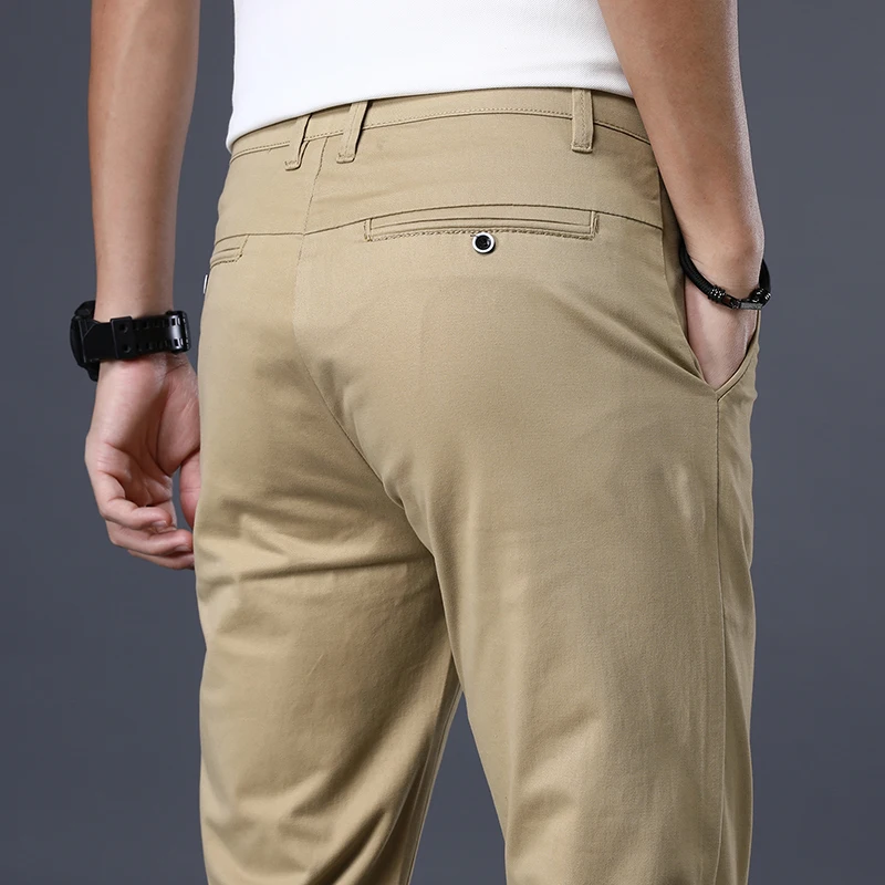 Summer Thin Men's Cotton Pants Slim Classic Style Solid Color Casual Elastic Male Brand Clothing Khaki Gray Trousers
Summer Thin Men's Cotton Pants Slim Classic Style Solid Color Casual Elastic Male Brand Clothing Khaki Gray Trousers