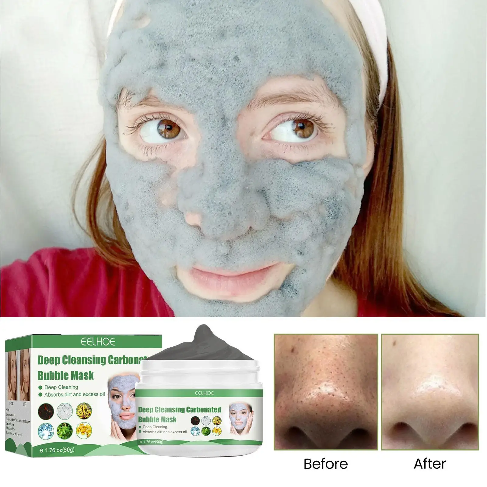 Bubble Mask Anti Acne Deep Clean Mud Salicylic Acid Blackhead Remove Oil Control Shrinkage Pore Moisturizing Clean Facial 50g
Bubble Mask Anti Acne Deep Clean Mud Salicylic Acid Blackhead Remove Oil Control Shrinkage Pore Moisturizing Clean Facial 50g