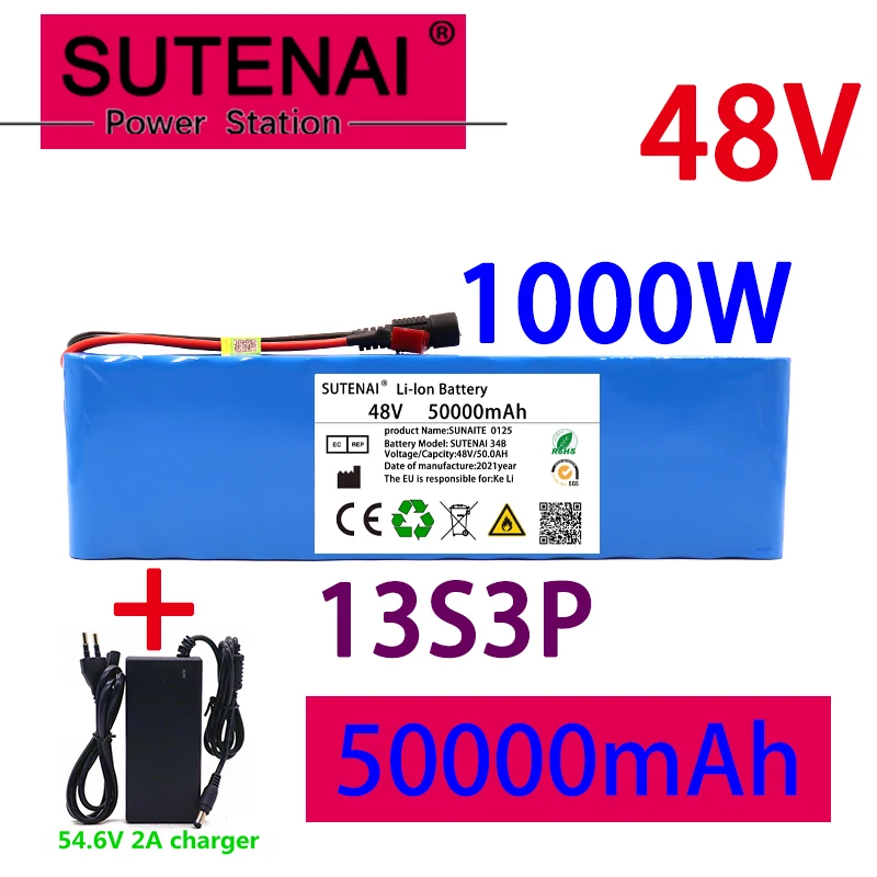 48v50ah 1000W 13s3p 48V 18650 Li ion battery pack for 54.6V E-bike scooter with BMS + 54.6V CHARGER + backup battery
48v50ah 1000W 13s3p 48V 18650 Li ion battery pack for 54.6V E-bike scooter with BMS + 54.6V CHARGER + backup battery