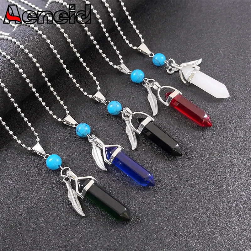 Boho Hexagonal Column Blue Pine Beads Feather Necklace for Women Stainless Steel Natural Stone Sweather Chain Healing Jewelry
Boho Hexagonal Column Blue Pine Beads Feather Necklace for Women Stainless Steel Natural Stone Sweather Chain Healing Jewelry