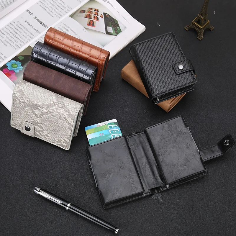 PU Leather Double Metal ID Credit Card Holder with RFID Vintage Card Case Automatic Money Cash Clip Mini Wallet Tarjetero
PU Leather Double Metal ID Credit Card Holder with RFID Vintage Card Case Automatic Money Cash Clip Mini Wallet Tarjetero