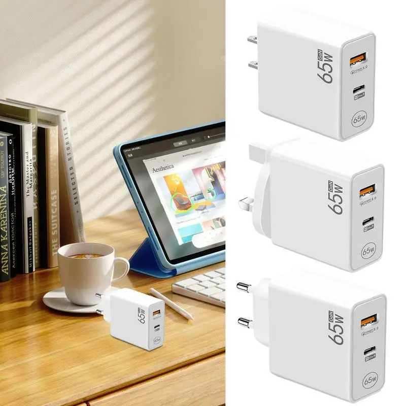 

PD Fast Charger PD 65w Fast Charging Block 65W PD QC5.0 Phone Charger Plugs For Wall Outlet Type C Dual Port Design Universal