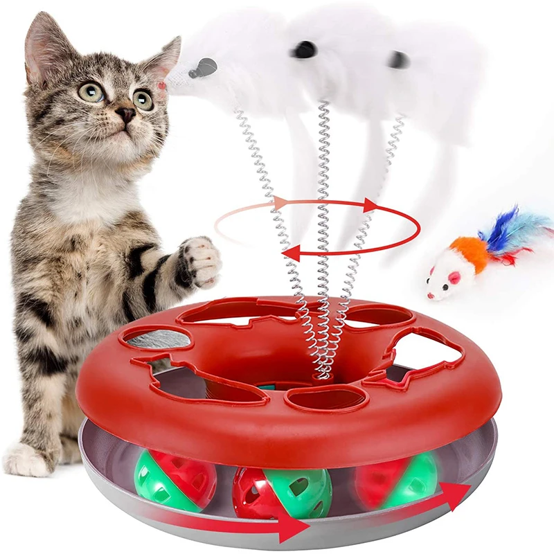 

Pet Toy Cat Turntable Ball for Indoor Cats Interactive Kitten Toys Roller Tracks with Catnip Spring Funny Cat Toy Teaser Mouse