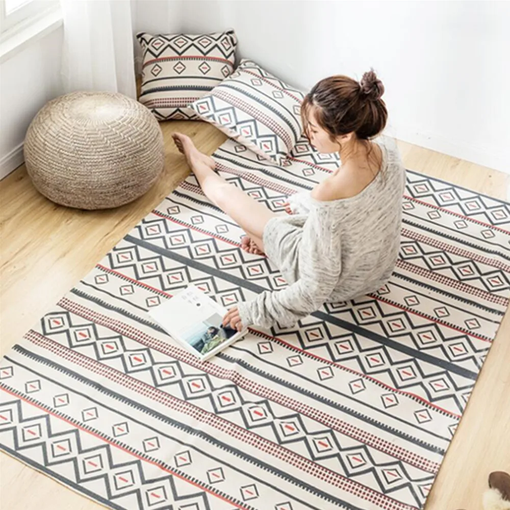 

Nordic Morocco Style Kilim Soft Carpets For Living Room Non-Slip Home Tapete Decoration Bedroom Floor Mat Soft Bedside Area Rugs