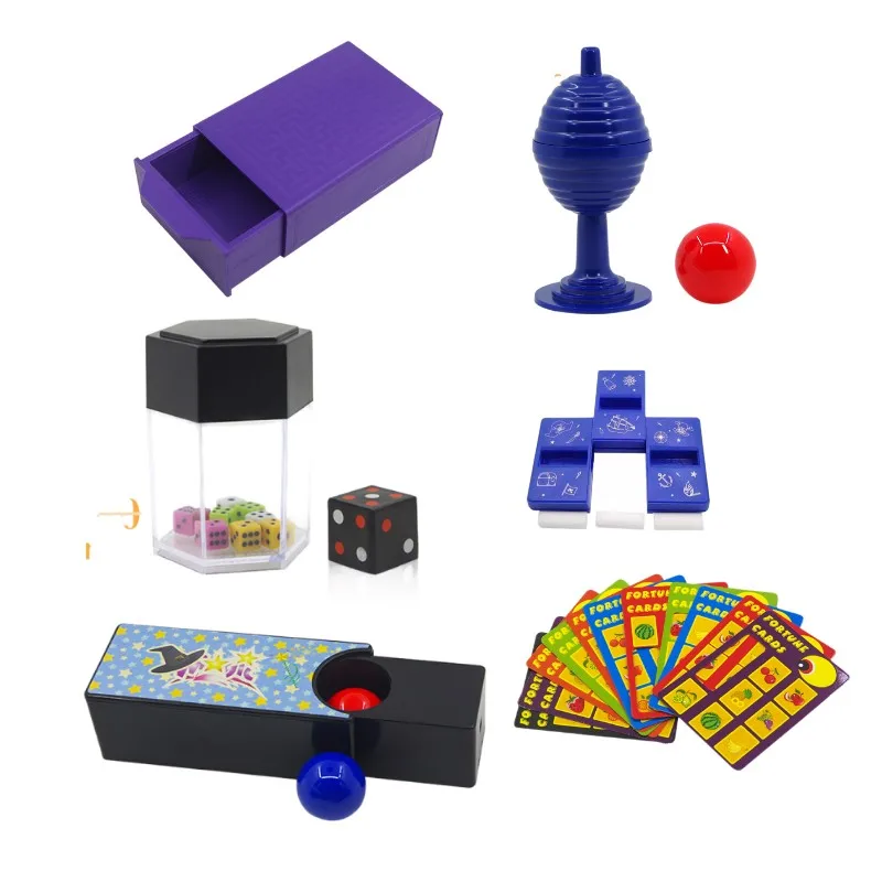 4pcs 4 in 1 Magic Tricks Exploding Dice Mind Reading Cards Changeable Magician Box Ball Instantly Disappear Prop Toys For Kids
4pcs 4 in 1 Magic Tricks Exploding Dice Mind Reading Cards Changeable Magician Box Ball Instantly Disappear Prop Toys For Kids
