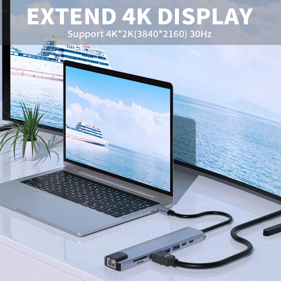 Док-станция USB 3 0 адаптер для ноутбука RJ45 HDMI TF/SD-карты | Компьютеры и офис