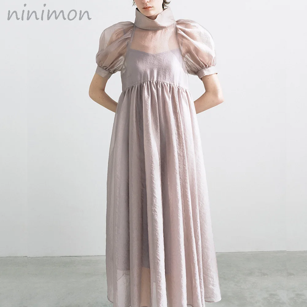 Платье NINIMON женское с пышными рукавами, свободное однотонное платье с высоким воротником-стойкой, милый халат в японском стиле, на лето
Платье NINIMON женское с пышными рукавами, свободное однотонное платье с высоким воротником-стойкой, милый халат в японском стиле, на лето