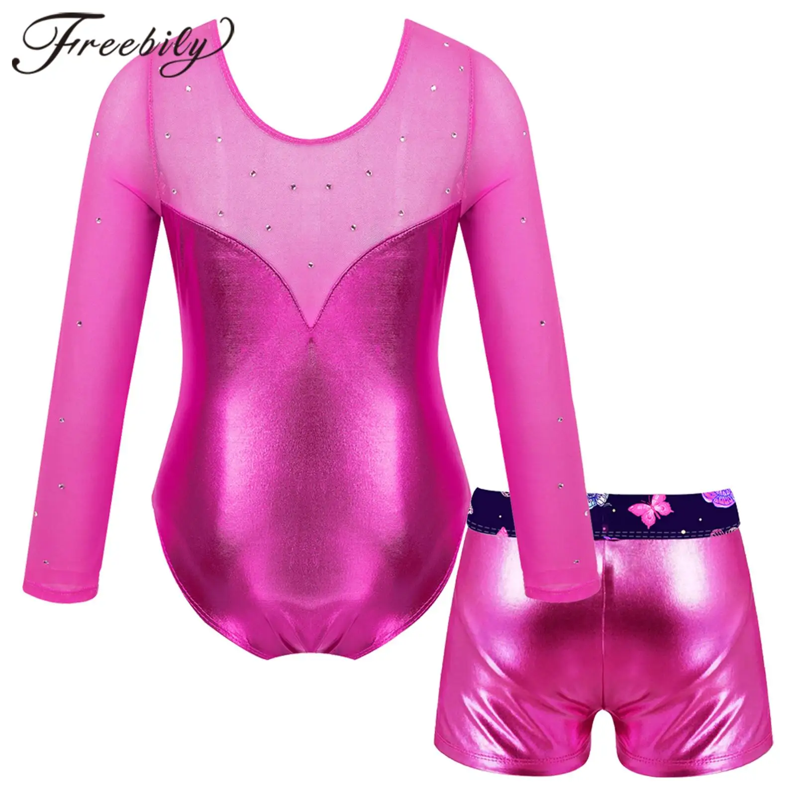 Kids Gymnastics Jumpsuits Long Sleeve Metallic Shiny Rhinestones Girls Gymnastic Leotard + Shorts Children Ballet Dance Outfit
Kids Gymnastics Jumpsuits Long Sleeve Metallic Shiny Rhinestones Girls Gymnastic Leotard + Shorts Children Ballet Dance Outfit