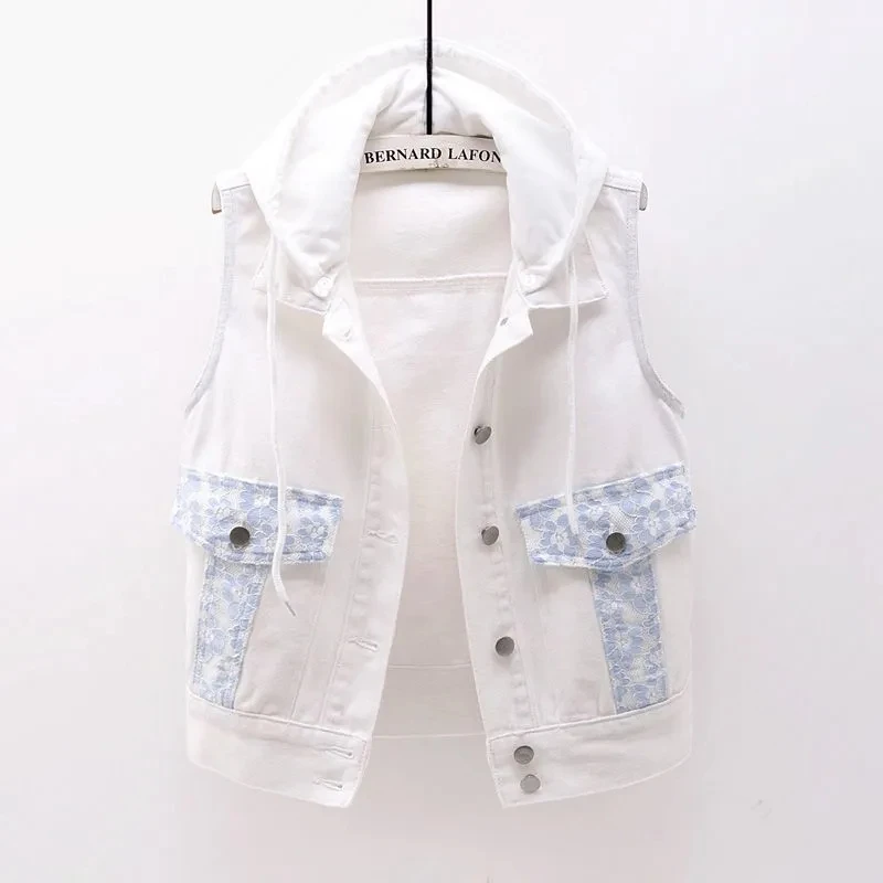 Vintage Denim Vest Women Hooded 2022 Spring Summer New Fashion Slim Sleeveless Jeans Jacket Single-Breasted Short Waistcoat
Vintage Denim Vest Women Hooded 2022 Spring Summer New Fashion Slim Sleeveless Jeans Jacket Single-Breasted Short Waistcoat
