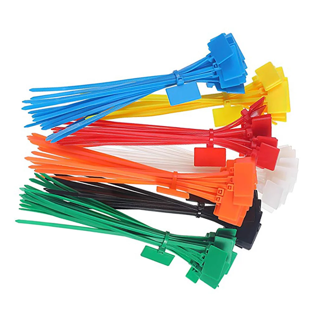 

250pcs Easy Mark 4x150mm Nylon Cable Ties Tag Labels Plastic Loop Ties Markers Cable Tag Self-locking Zip Ties (Random Color)
