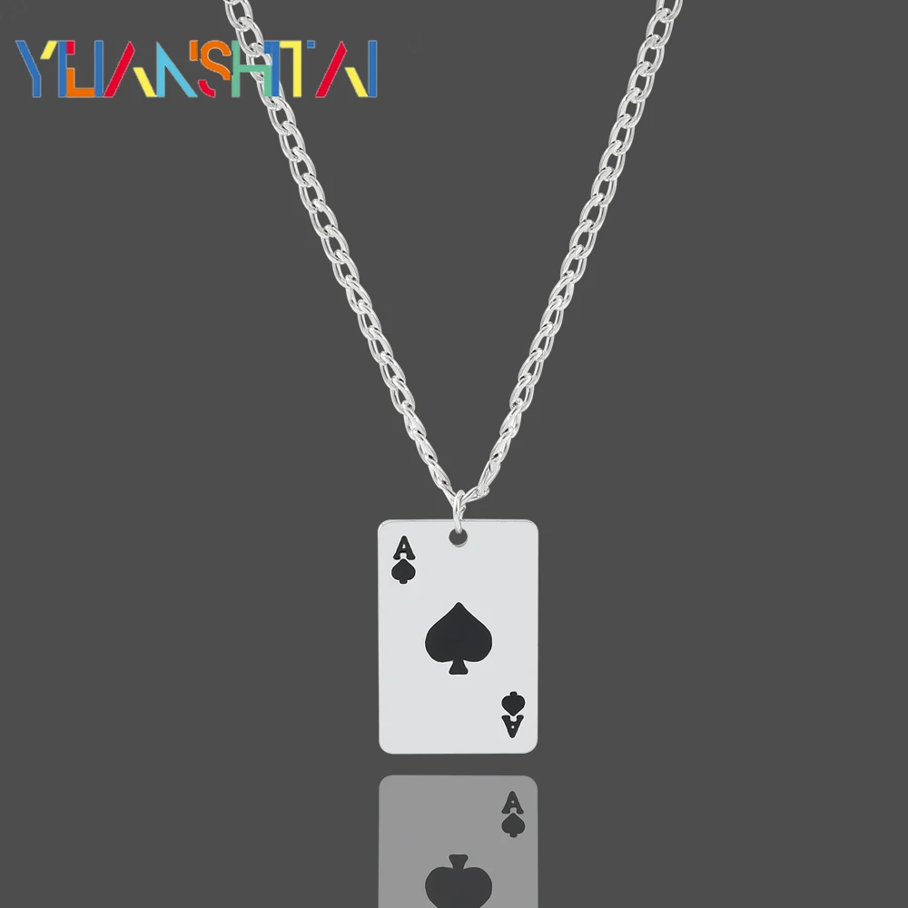 Hip Hop Stainless Seel Black A Playing Cards Pendant for Male Necklace Casino Fortune Playing Cards Jewelry Korea Kpop Gift
Hip Hop Stainless Seel Black A Playing Cards Pendant for Male Necklace Casino Fortune Playing Cards Jewelry Korea Kpop Gift