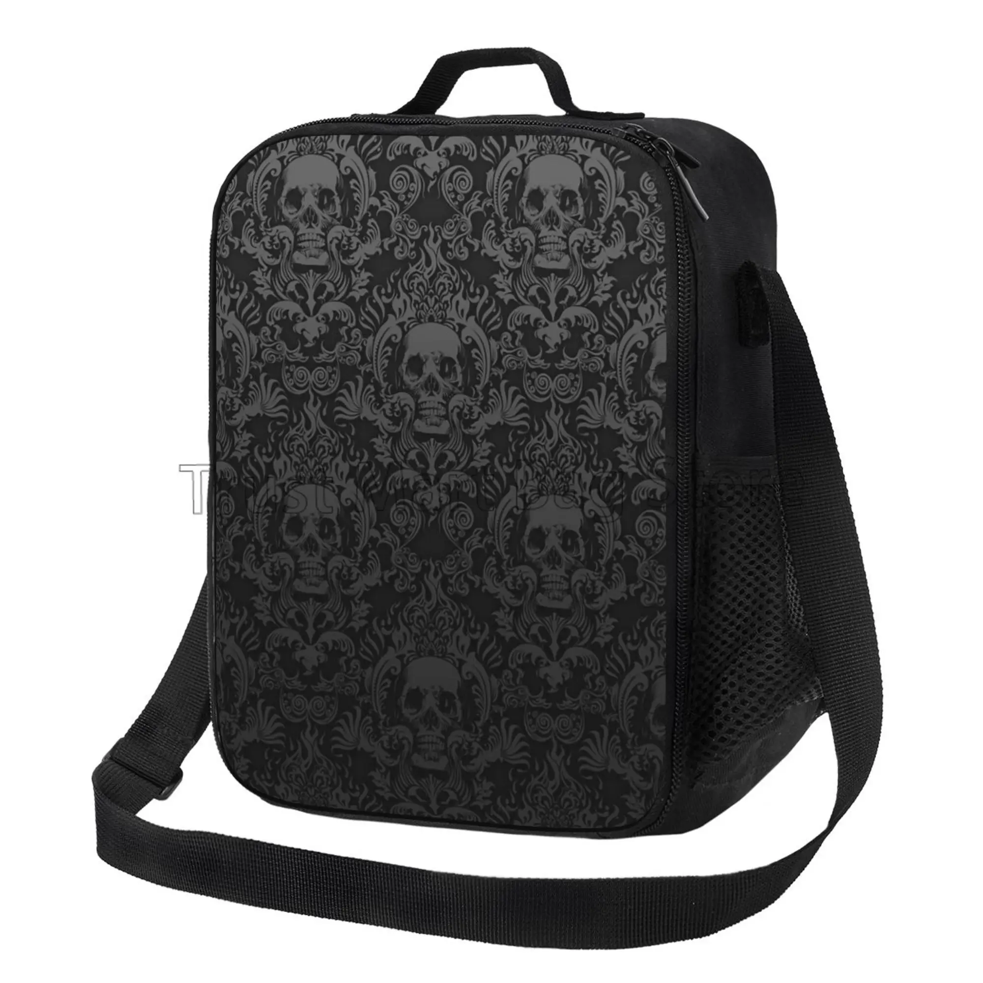 Gothic Black Skull Damask Insulated Lunch Bag Reusable Portable Thermal Bento Tote with Adjustable Strap for Work Picnic Travel
Gothic Black Skull Damask Insulated Lunch Bag Reusable Portable Thermal Bento Tote with Adjustable Strap for Work Picnic Travel