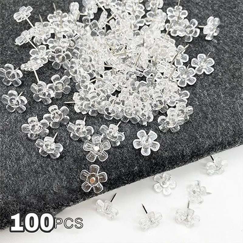 100 Transparent Flower Pushpins Decorative Pins Drawing Photo Wall Artwork Nails I-Nails Student Office School Stationery 
100 Transparent Flower Pushpins Decorative Pins Drawing Photo Wall Artwork Nails I-Nails Student Office School Stationery