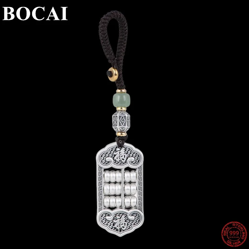 

Подвеска BOCAI S999 из стерлингового серебра для женщин и мужчин, новинка, модная винтажная цепочка для ключей из китайского фу, плетеная вручную веревка