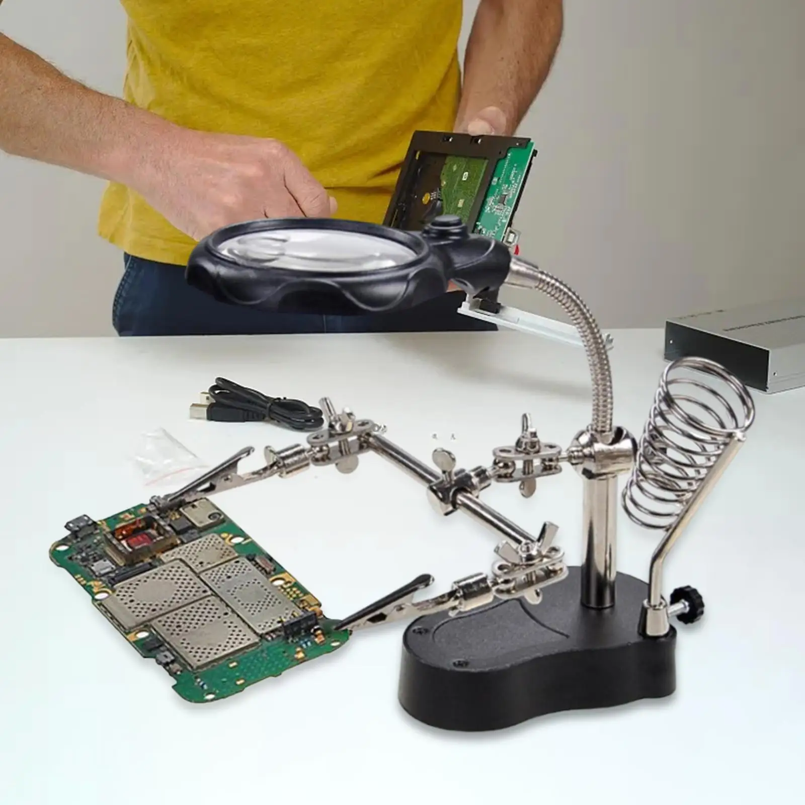 Magnifying Soldering Station LED Lighted Alligator Clips Third Hand Solder Holder Soldering Repair Tool for Soldering
Magnifying Soldering Station LED Lighted Alligator Clips Third Hand Solder Holder Soldering Repair Tool for Soldering