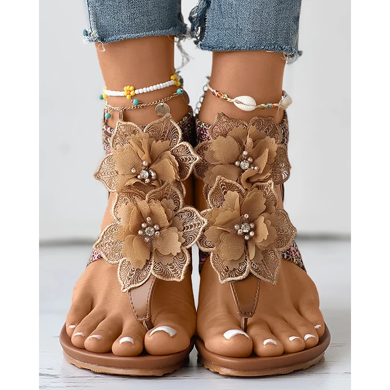 Summer Women Shoes Fashion Casual Flat Sandals Going Out Daily Vacation Floral Pattern Toe Post Boho Beach Sandals
Summer Women Shoes Fashion Casual Flat Sandals Going Out Daily Vacation Floral Pattern Toe Post Boho Beach Sandals
