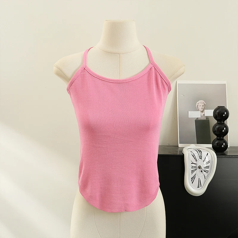 Sexy Hanging Neck Camisole Tank Top Women Summer Sexy Irregular Backless Lace Up Short Crop Pink Tops Women 2023
Sexy Hanging Neck Camisole Tank Top Women Summer Sexy Irregular Backless Lace Up Short Crop Pink Tops Women 2023