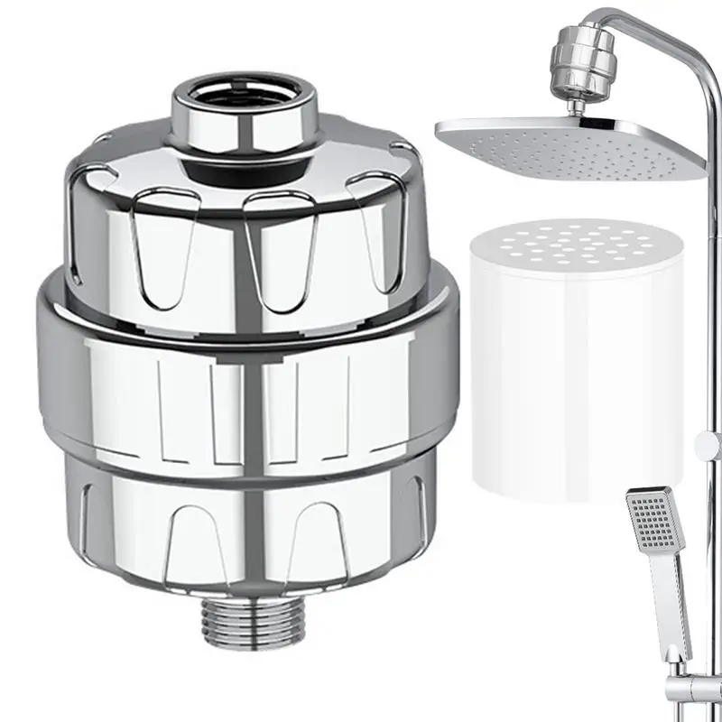 

Shower Head Filter Hard Water Strainer 15X Showerhead Filter High Output Water Softener With 2 Filter Cartridges Reduce Chlorine