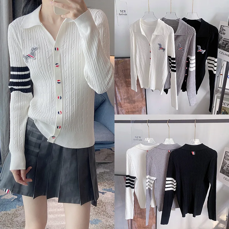 Autumn/Winter New Type TB Single breasted Colorful Button Dog Polo Neck Long Sleeve Knit Bottom Sweater Slim Sweater for Women
Autumn/Winter New Type TB Single breasted Colorful Button Dog Polo Neck Long Sleeve Knit Bottom Sweater Slim Sweater for Women