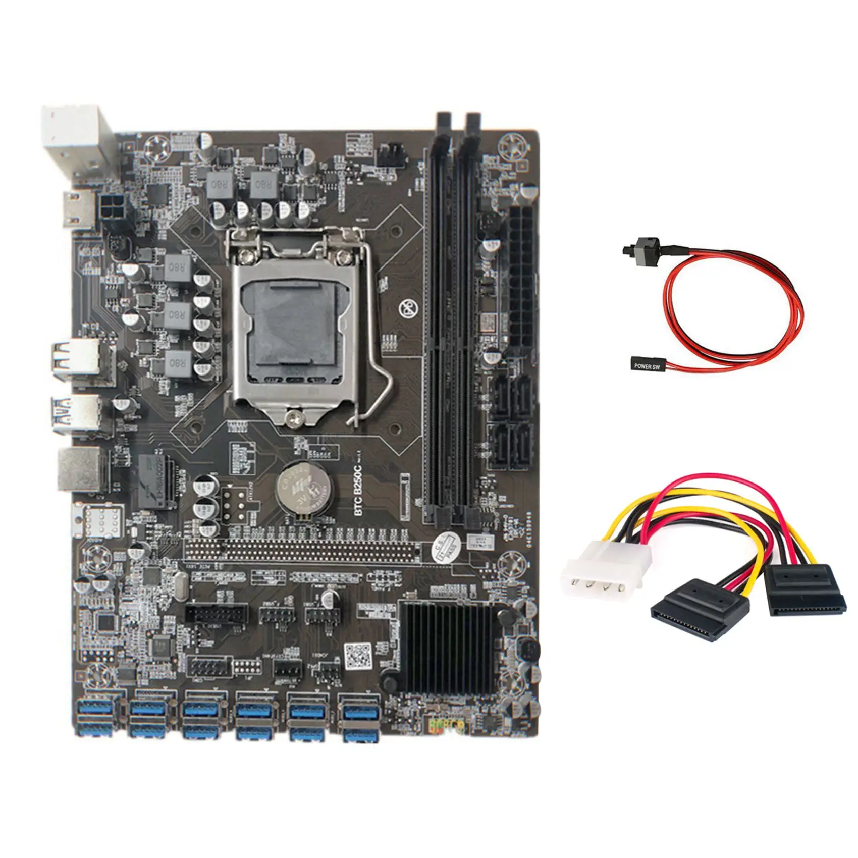 Материнская плата для майнинга B250C с 4-контактным кабелем SATA + кабель переключения 12 PCIE на USB3.0 слот GPU LGA1151 поддержка DDR4 RAM
Материнская плата для майнинга B250C с 4-контактным кабелем SATA + кабель переключения 12 PCIE на USB3.0 слот GPU LGA1151 поддержка DDR4 RAM