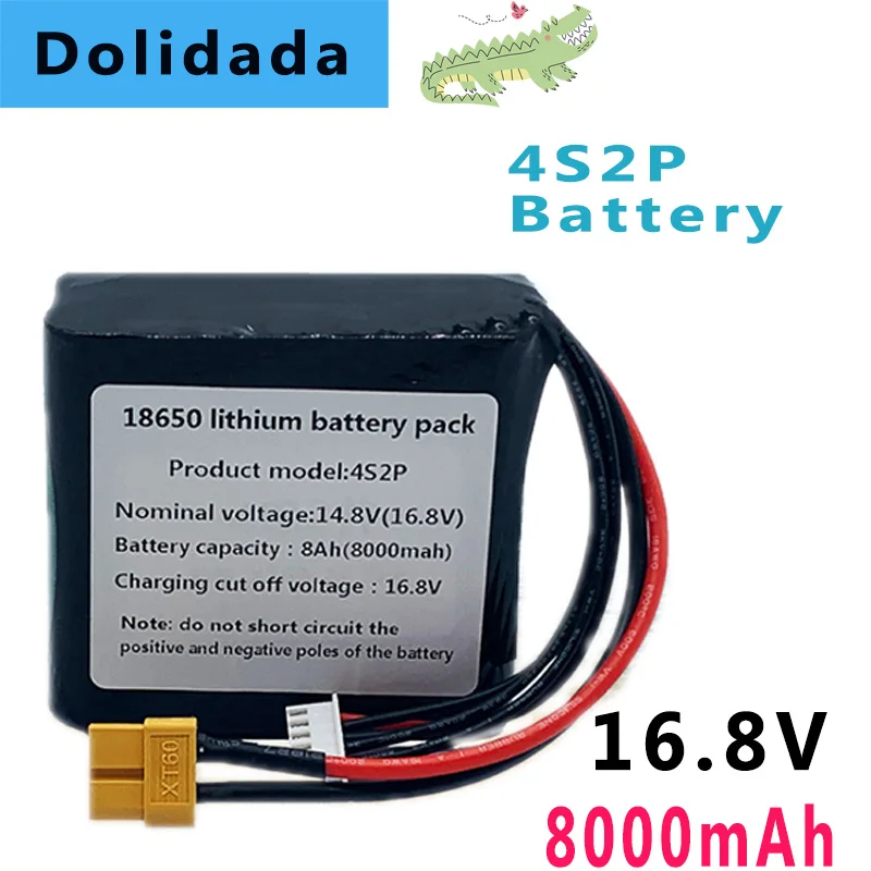 Модель Dolidada 18650, литий-ионная стандартная батарея 4S2P 14,8 в/16,8 в, БПЛА для разных дронов 5P XT60
Модель Dolidada 18650, литий-ионная стандартная батарея 4S2P 14,8 в/16,8 в, БПЛА для разных дронов 5P XT60