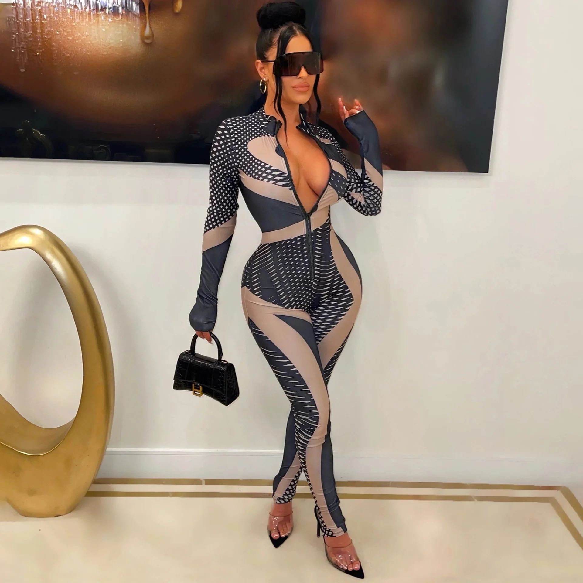 Женский Облегающий комбинезон на молнии, пикантный Облегающий комбинезон с длинным рукавом и принтом, уличная одежда с высокой талией
Женский Облегающий комбинезон на молнии, пикантный Облегающий комбинезон с длинным рукавом и принтом, уличная одежда с высокой талией