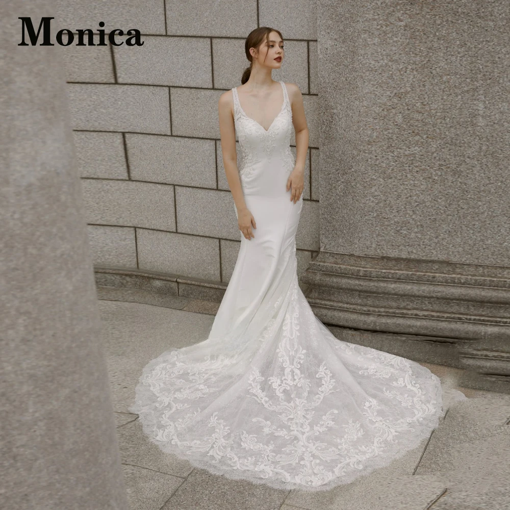 MONICA Stylish Trumpet Wedding Dresses For Women Tank Appliques Sleeveless V-Neck Court Train Backless Tulle Personalised
MONICA Stylish Trumpet Wedding Dresses For Women Tank Appliques Sleeveless V-Neck Court Train Backless Tulle Personalised