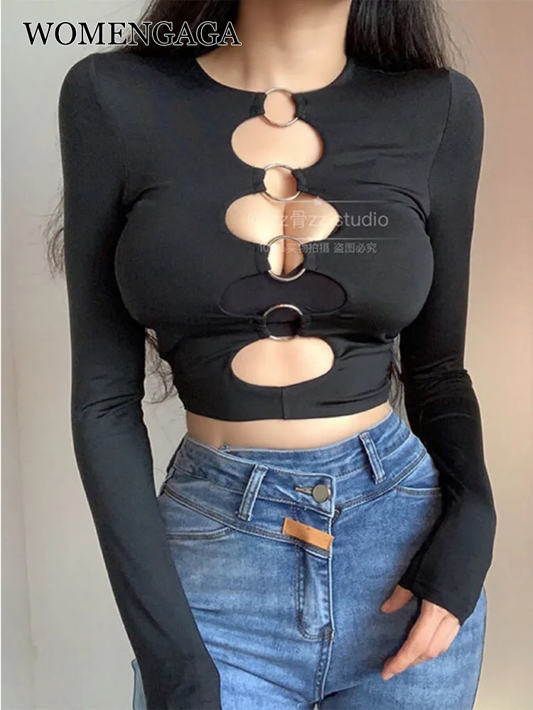 Женские Осенние футболки, новинка, Приталенная футболка для клуба Спайс для девушек, с вырезами и металлическим кольцом, однотонная коротка...
Женские Осенние футболки, новинка, Приталенная футболка для клуба Спайс для девушек, с вырезами и металлическим кольцом, однотонная коротка...