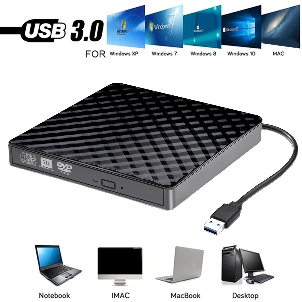Slim External DVD RW CD WriterOptical Drive Burner Reader Player Tray Type Portable USB3.0 For PC MacBook Mac Laptop
Slim External DVD RW CD WriterOptical Drive Burner Reader Player Tray Type Portable USB3.0 For PC MacBook Mac Laptop