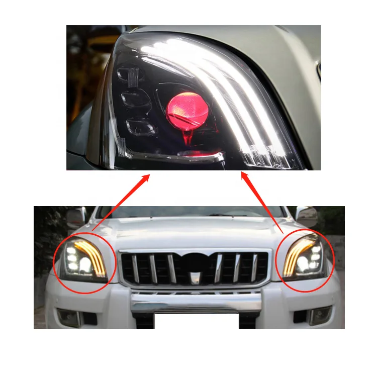 New Headlight with Demon Eye Red Eye Modified Car Headlight for Land Cruiser Prado FJ120 03-09
New Headlight with Demon Eye Red Eye Modified Car Headlight for Land Cruiser Prado FJ120 03-09