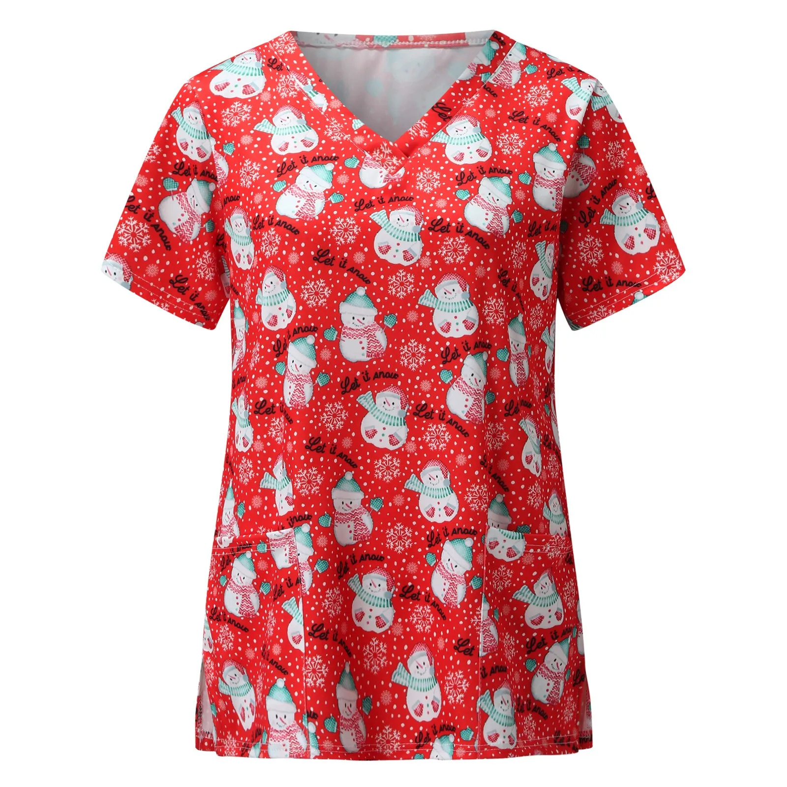 Women Nursing Short Sleeve T-shirts Santa Claus Printing V-neck Tops Working Uniform Christmas Snowman Harajuku T-shirt L*5
Women Nursing Short Sleeve T-shirts Santa Claus Printing V-neck Tops Working Uniform Christmas Snowman Harajuku T-shirt L*5