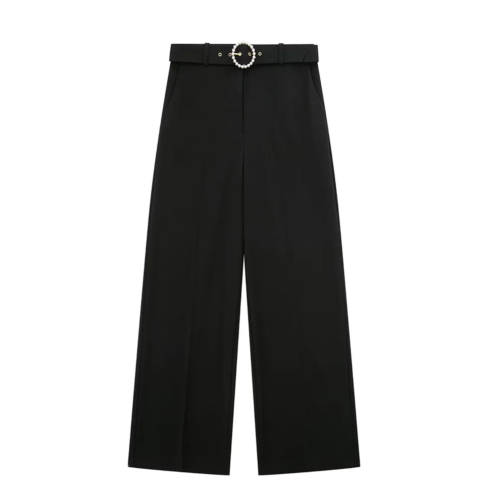 PB&ZA Women's Wide Leg Pants Stylish Loose Unisex Business Casual Black High Waisted Pants with Belt 2022 Autumn Clothes 438731
PB&ZA Women's Wide Leg Pants Stylish Loose Unisex Business Casual Black High Waisted Pants with Belt 2022 Autumn Clothes 438731