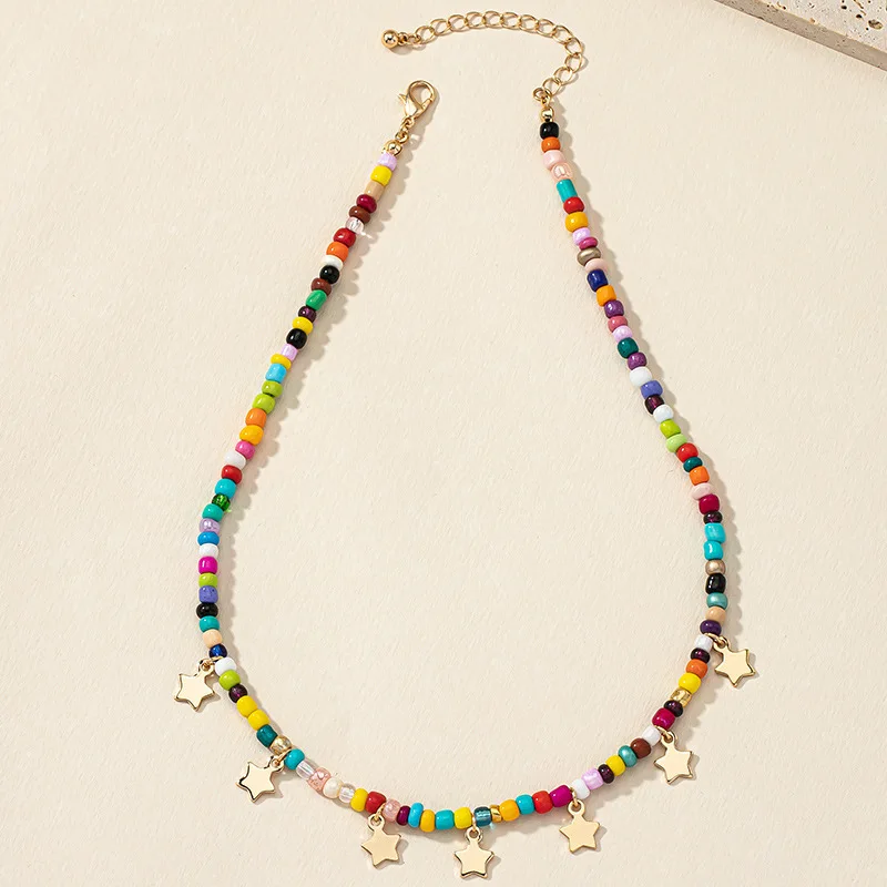 Ins New Gold Chain Handmade Seed Beads Colorful Star Piercing Choker Pendant Necklaces Trendy Korean Fashion Women Party Jewelry
Ins New Gold Chain Handmade Seed Beads Colorful Star Piercing Choker Pendant Necklaces Trendy Korean Fashion Women Party Jewelry