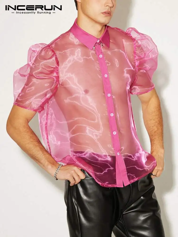 INCERUN Fashion Men Mesh Shirts Transparent Sexy Lapel Puff Short Sleeve Streetwear Party Nightclub Shirt 2022 Button Camisas
INCERUN Fashion Men Mesh Shirts Transparent Sexy Lapel Puff Short Sleeve Streetwear Party Nightclub Shirt 2022 Button Camisas