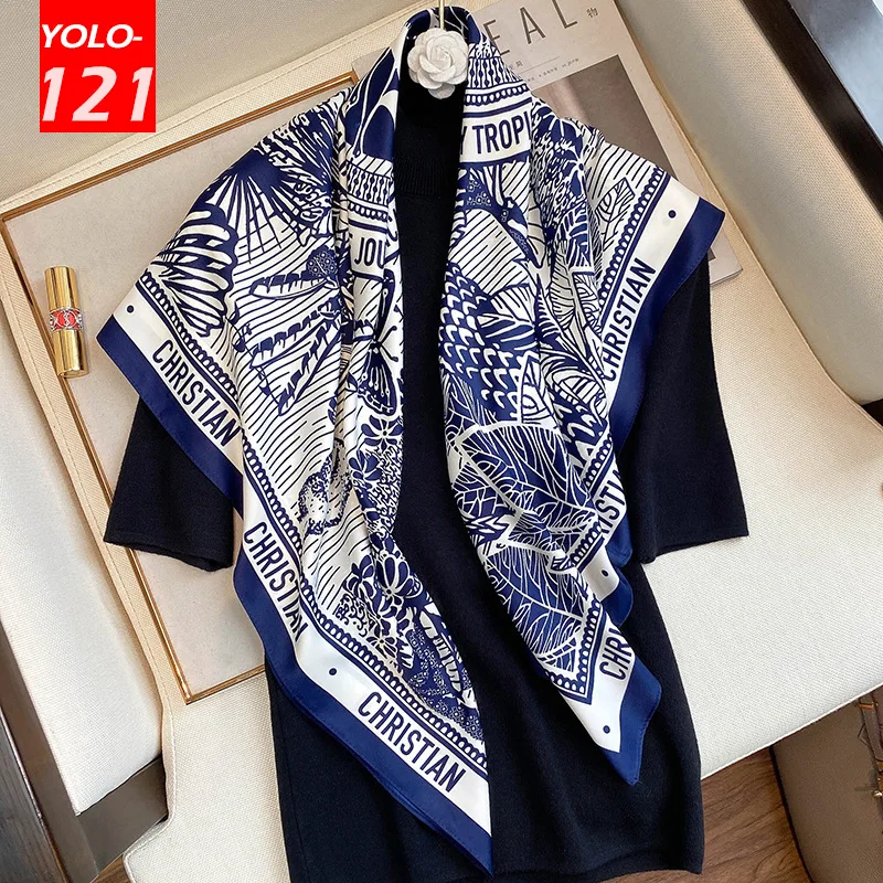 90*90cm Square Silk Scarf Women Summer Sunscreen Silk Scarf Satin Print Turban Scarf Muslim Shawl Luxury Brand Silk Scarf
90*90cm Square Silk Scarf Women Summer Sunscreen Silk Scarf Satin Print Turban Scarf Muslim Shawl Luxury Brand Silk Scarf