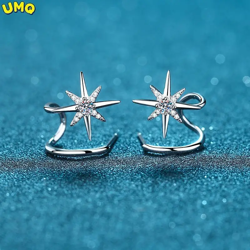 

0.28ct Moissanite Star Climber Cuff Earring Sterling Silver Twist Crawler Cuff Earrings Snowflake Ear Studs for Women Jewelry