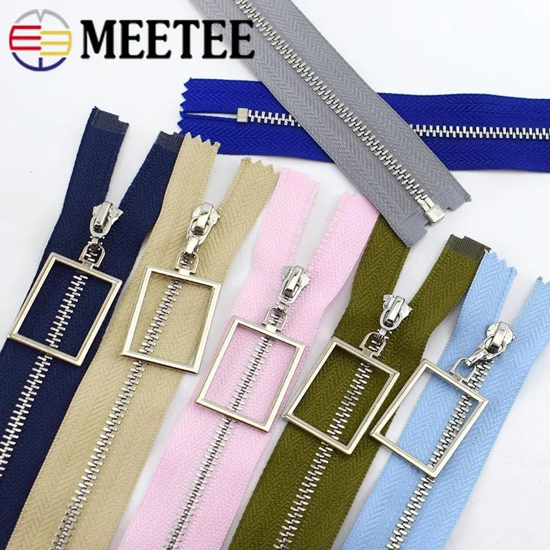 

5Pcs Meetee 15-30cm Close-End 40-70cm Open-End 3# Metal Zipper Silver Tooths Zips DIY Coat Jacket Zip Cloth Sewing Accesssories