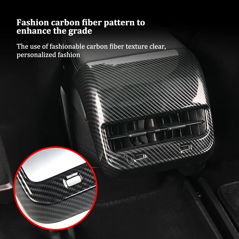 ABS Carbon Fiber Car Rear Air Vent Outlet Cover Trim Anti-scratch For Tesla Model Y Model 3 Car USB Hole Cover Auto Interior
ABS Carbon Fiber Car Rear Air Vent Outlet Cover Trim Anti-scratch For Tesla Model Y Model 3 Car USB Hole Cover Auto Interior