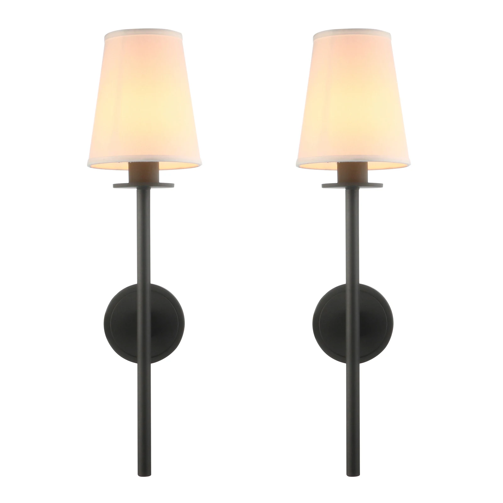 

Permo Set of 2 Modern Classy Vintage Wall Sconce with Flared White Textile Lamp Shade Living Room Bedside Reading