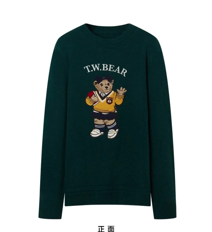 Милые женские пуловеры с мультяшной вышивкой, свитер с длинными рукавами, зеленый/красный цвет, стильные женские топы JK, кардиган, одежда