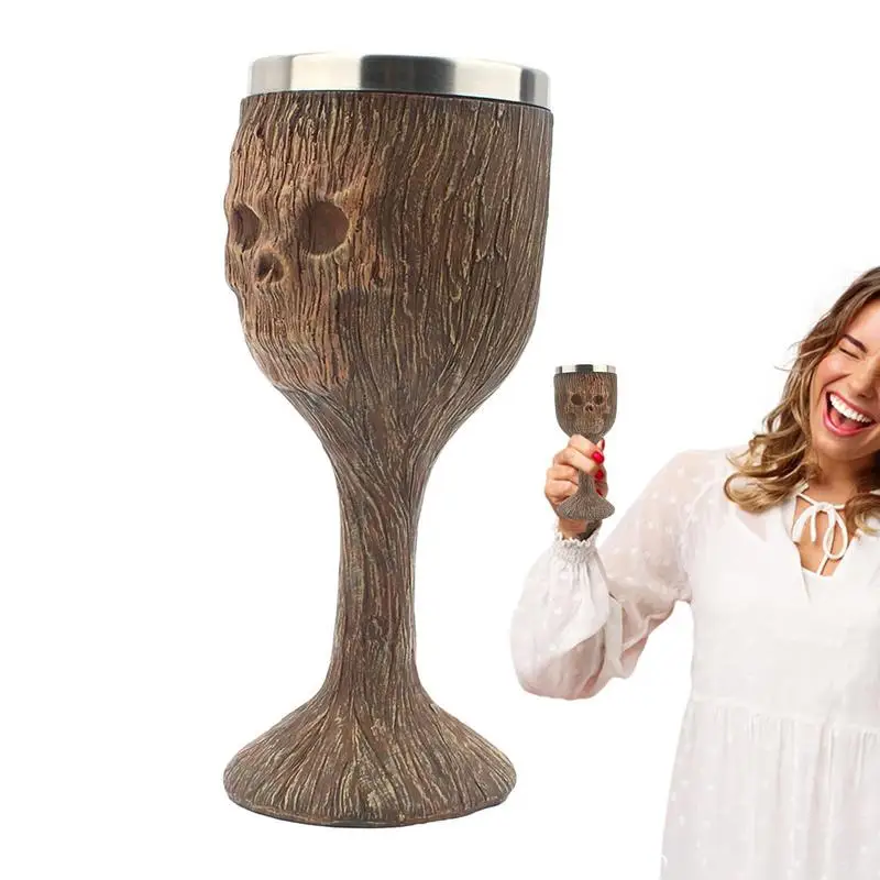 

Medieval Goblet Three Dimension Stainless Steel Skull Cups For Drinking 200ml Retro Medieval Goblet For Household Decoration